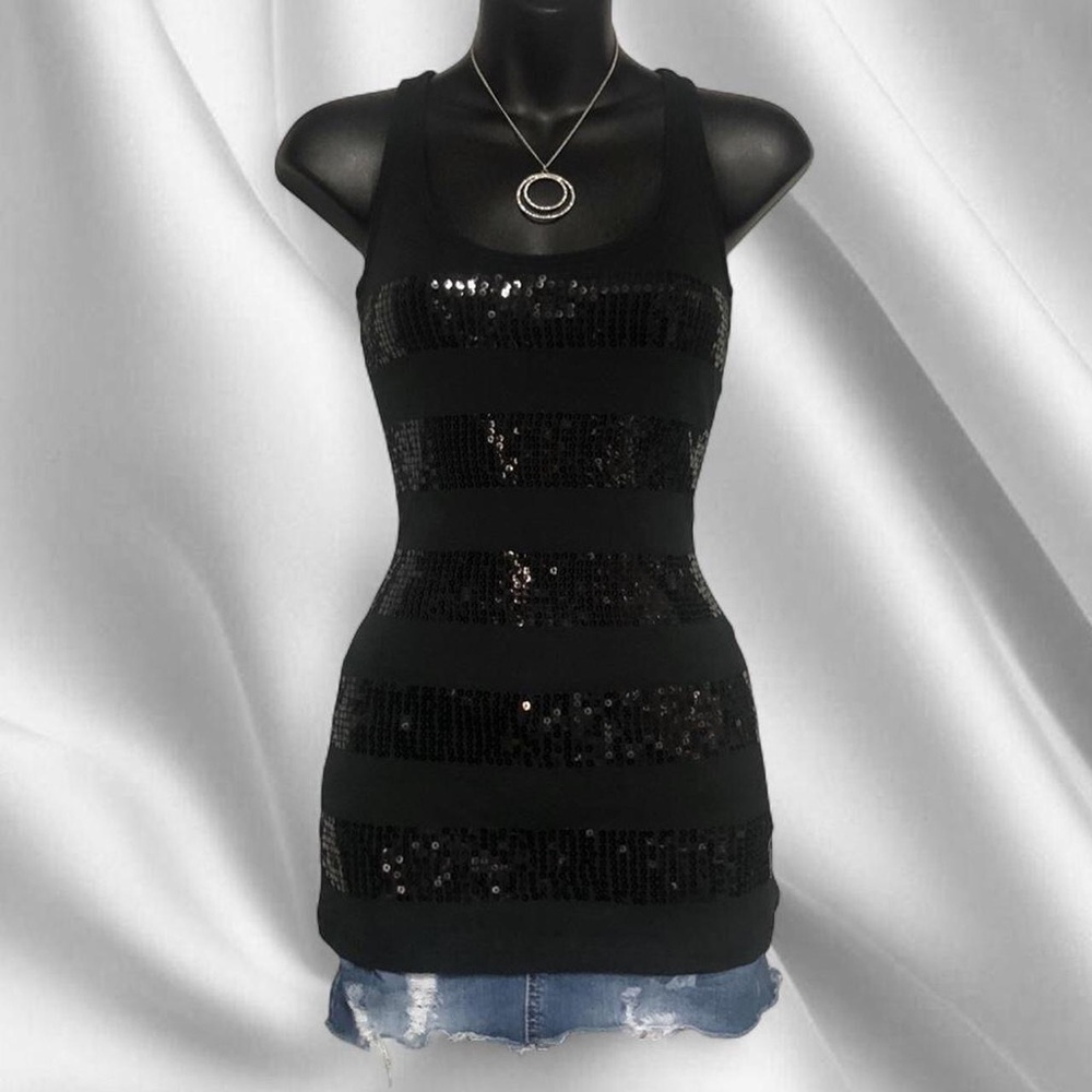 SWS Black Sequin Tank - Picture 2 of 6